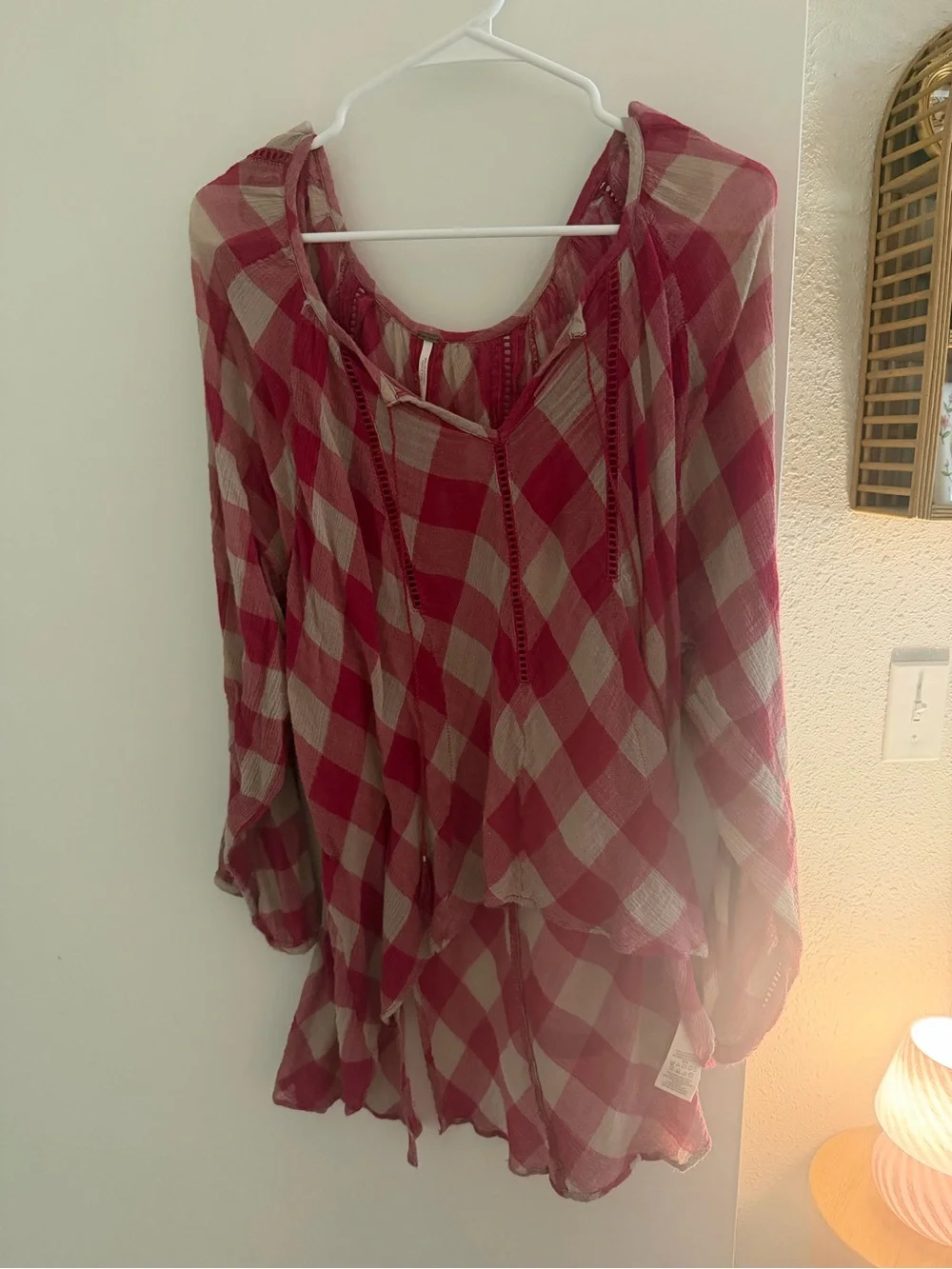 Women's Red Plaid Blouse